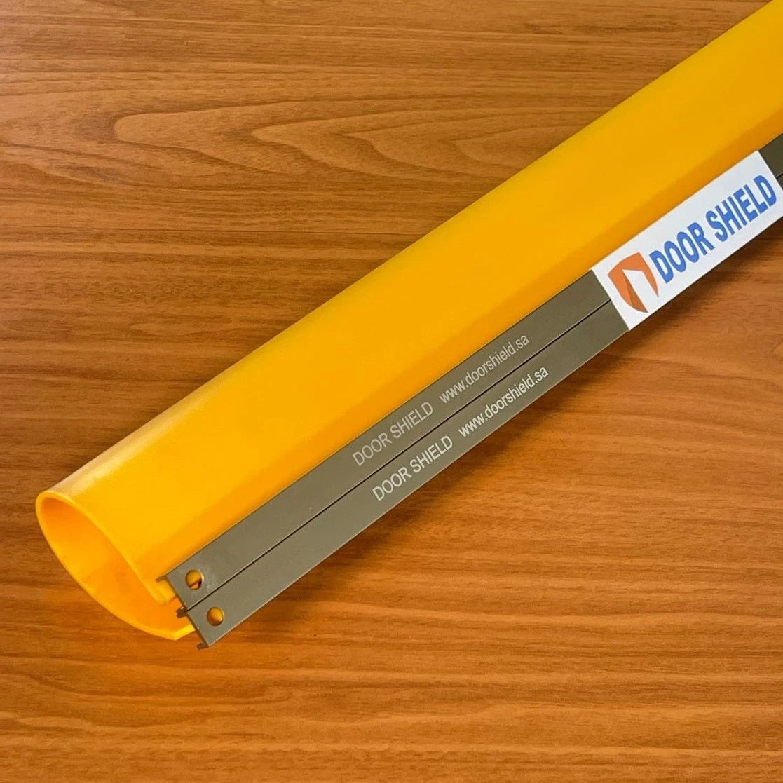 Orange shield and gray square binder